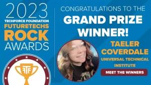 Congratulations to 2023 FutureTechs Rock Awards Grand Prize Winner Taeler Coverdale of Universal Technical Institute.
